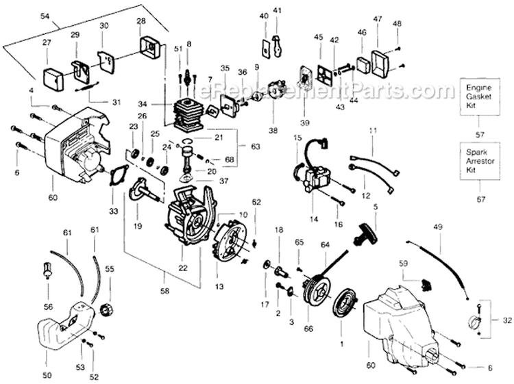 Page C Diagram and Parts List for WILDTHING  Weed Eater Trimmer